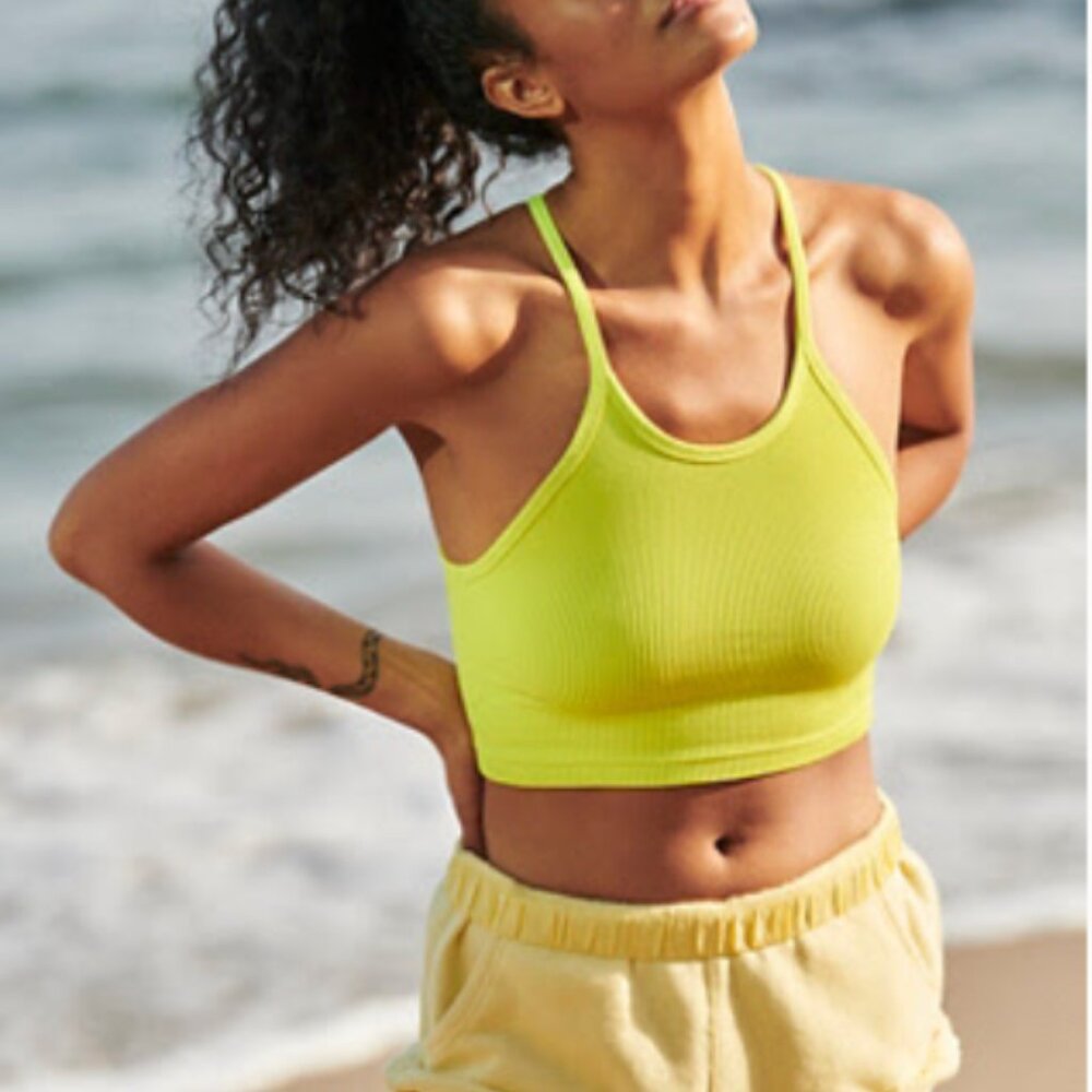 Free People Happiness Runs Crop Tank in Yellow Size M/L